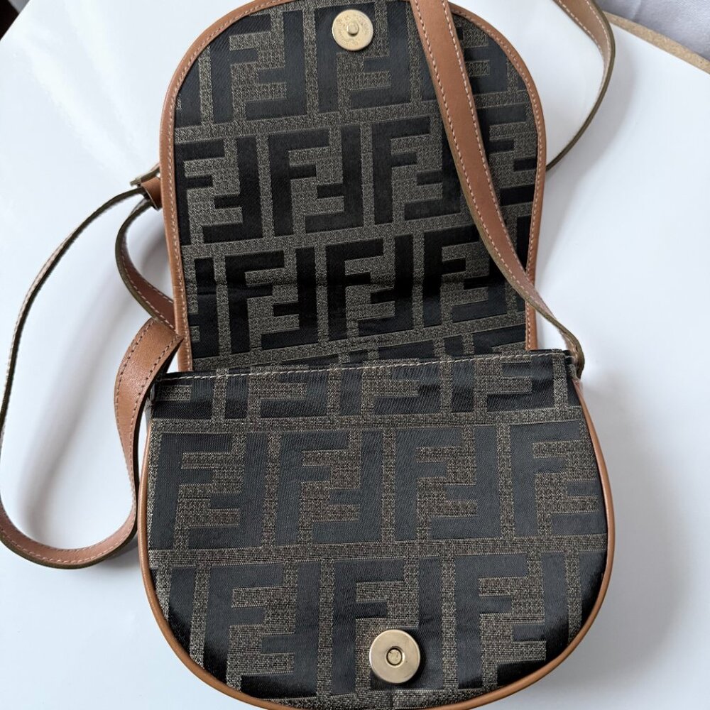 Vintage Zucca Print Saddle Bag | Monogram Logo 90s Style - Picture 7 of 13